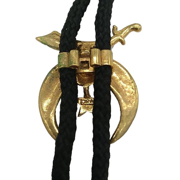 Vintage Masonic Star Shriners Crest, Star & Sword Freemasons Black Bolo Tie - Picture 4 of 5